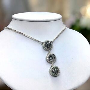 🌺Vintage Sterling Marcasite & Pave CZ Necklace